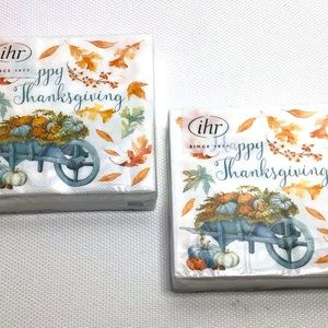 2 IHR Happy Thanksgiving Paper 20 Napkins 5” X 5”